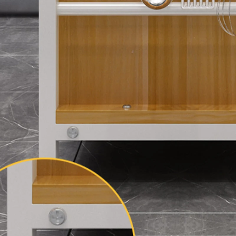 Modern White Faux Marble Top Kitchen Island Metalen Frame Prep Table 31l