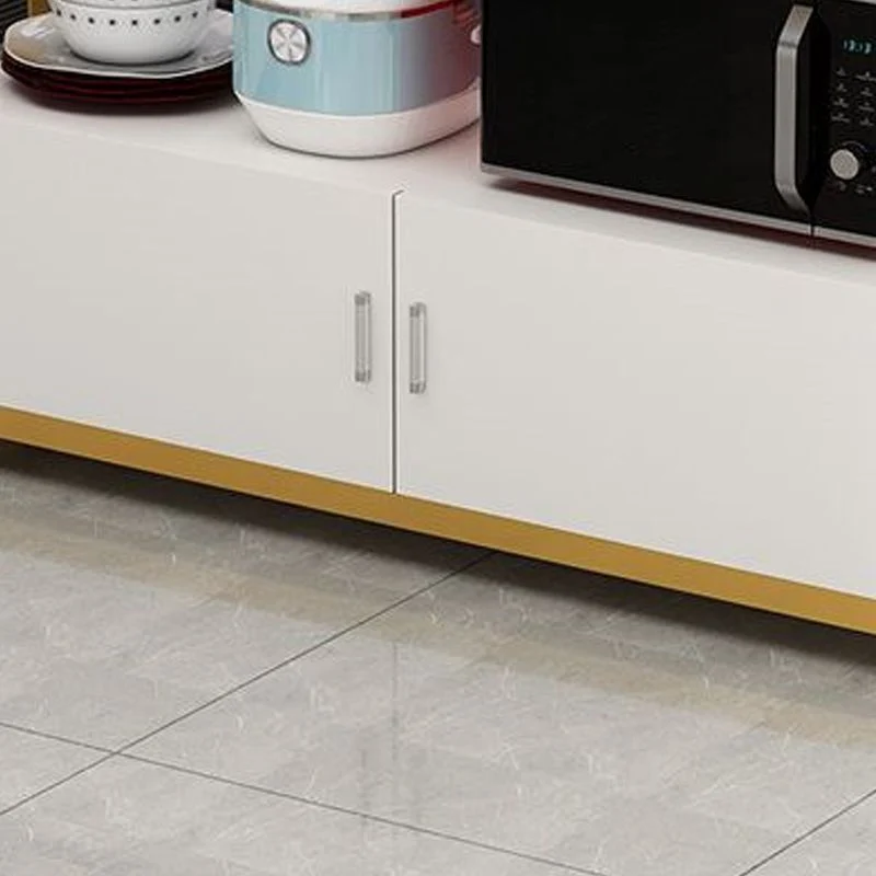 Modern White Faux Marble Top Kitchen Island Metalen Frame Prep Table 31l
