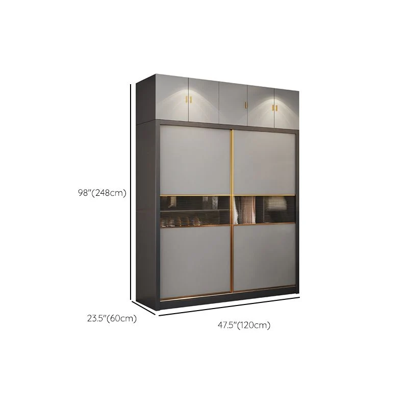 Modern Wood Freestanding Wardrobe Zacht Close Drawer and Doors Wardrobe 71l