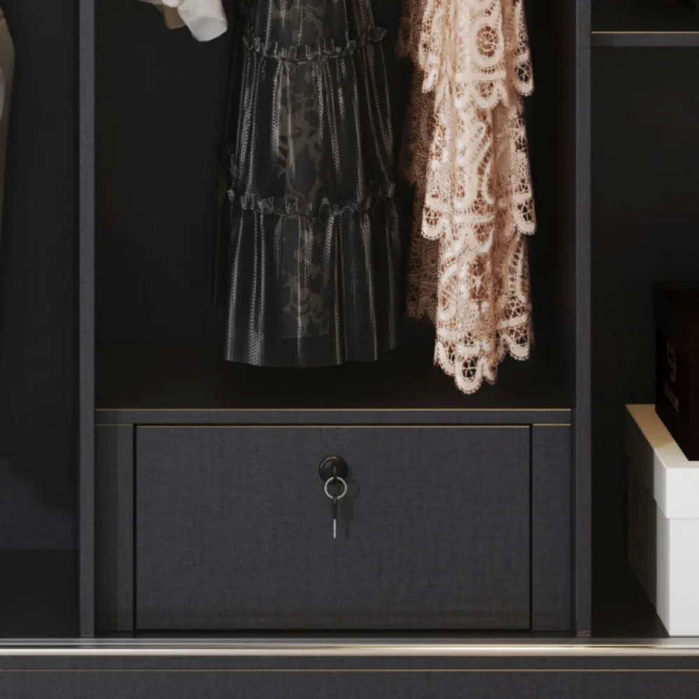 Modern Wood Freestanding Wardrobe Zacht Close Drawer and Doors Wardrobe 71l