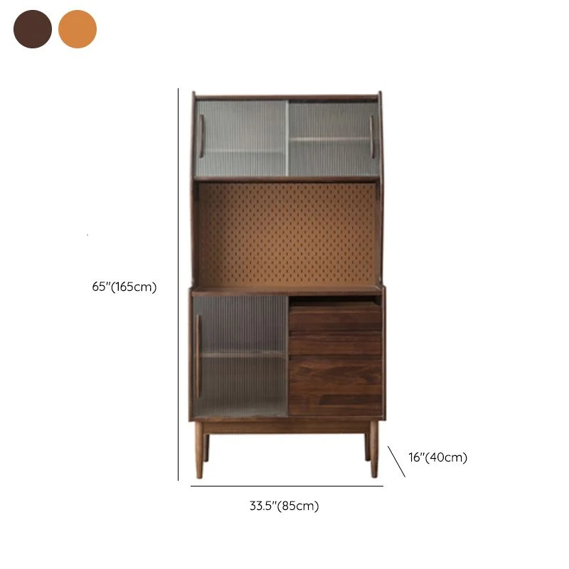 Modern Wooden Dining Hutch Glaswerk Doors China Cabinet Drawers 33l