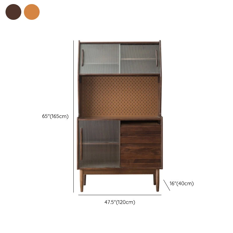 Modern Wooden Dining Hutch Glaswerk Doors China Cabinet Drawers 33l