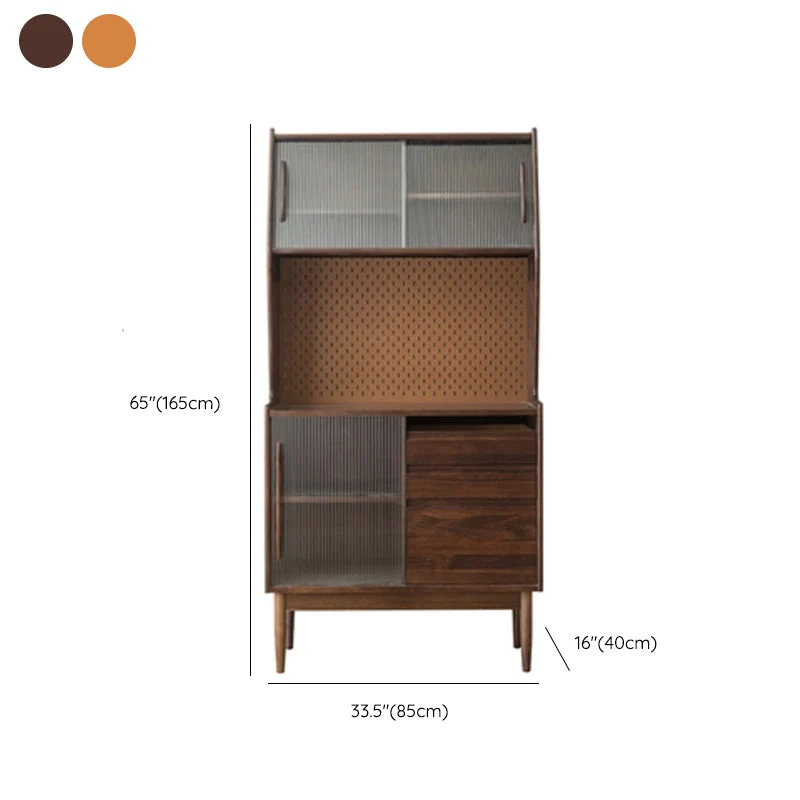 Modern Wooden Dining Hutch Glaswerk Doors China Cabinet Drawers 33l