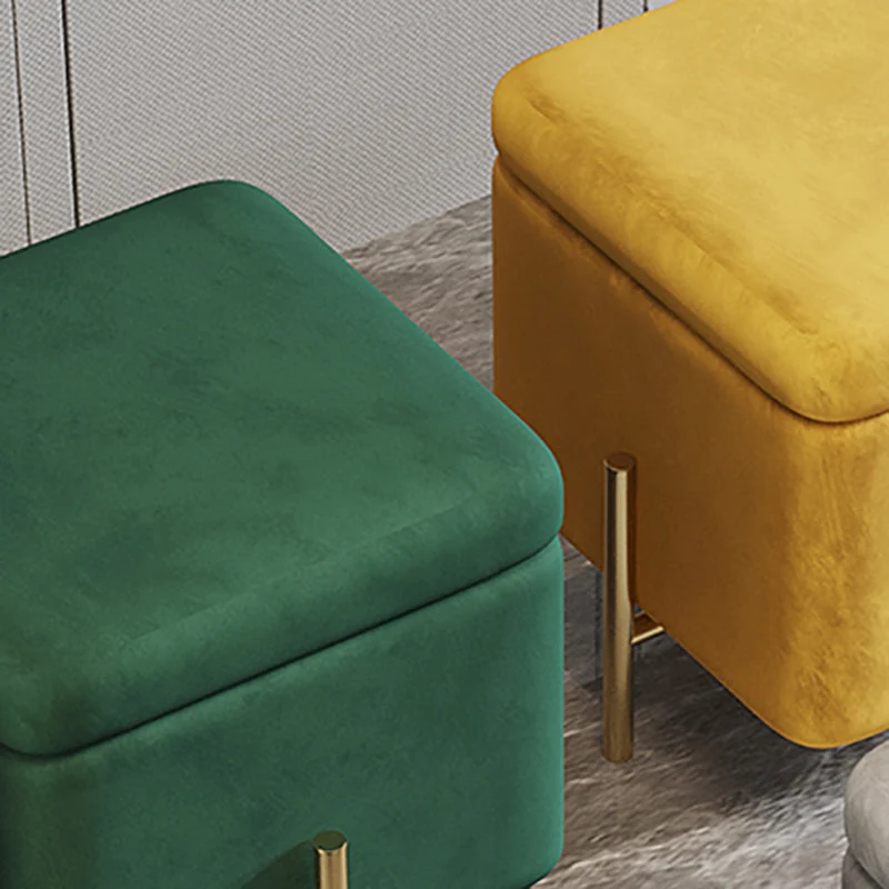 Ottoman Square Pure Color Fluweel Scratch Resistant Ottoman Storage Peacock