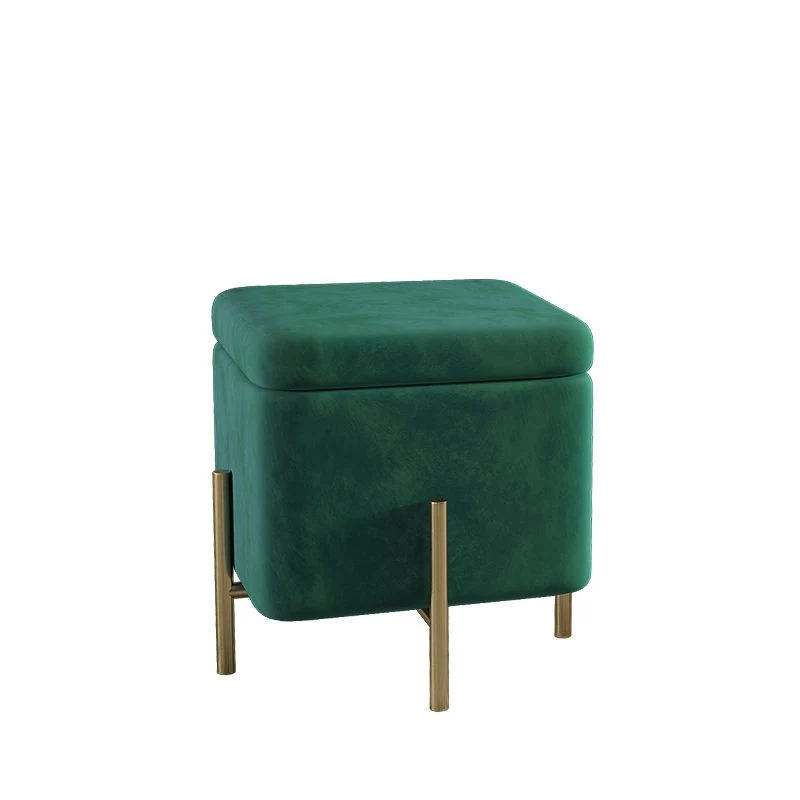 Ottoman Square Pure Color Fluweel Scratch Resistant Ottoman Storage Peacock