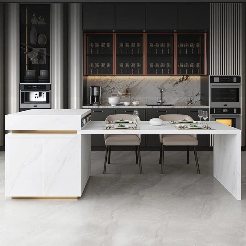 Parelmoer Stone Contemporary Kitchen Island Table Storage Cabinet