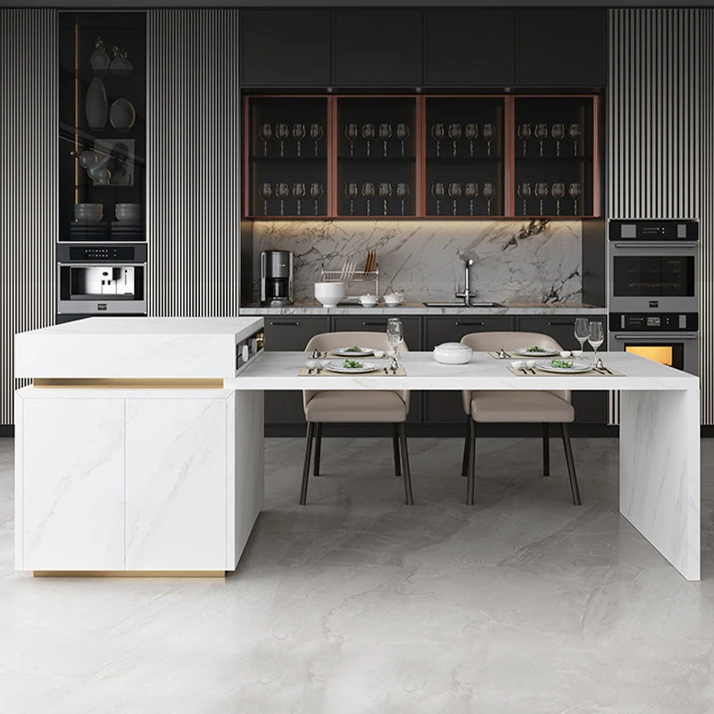 Parelmoer Stone Contemporary Kitchen Island Table Storage Cabinet