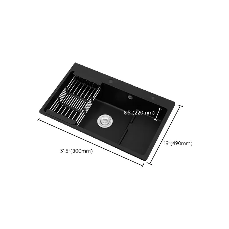 Quartz Kitchen Sink Rectangular Kitchen Sink Drain Assembly 27l