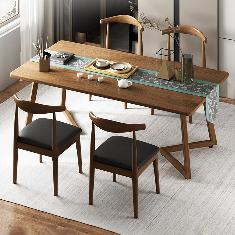 Rectangle Shape Modern Dining Table Wood Color Fixed Table Natuurhout Natural