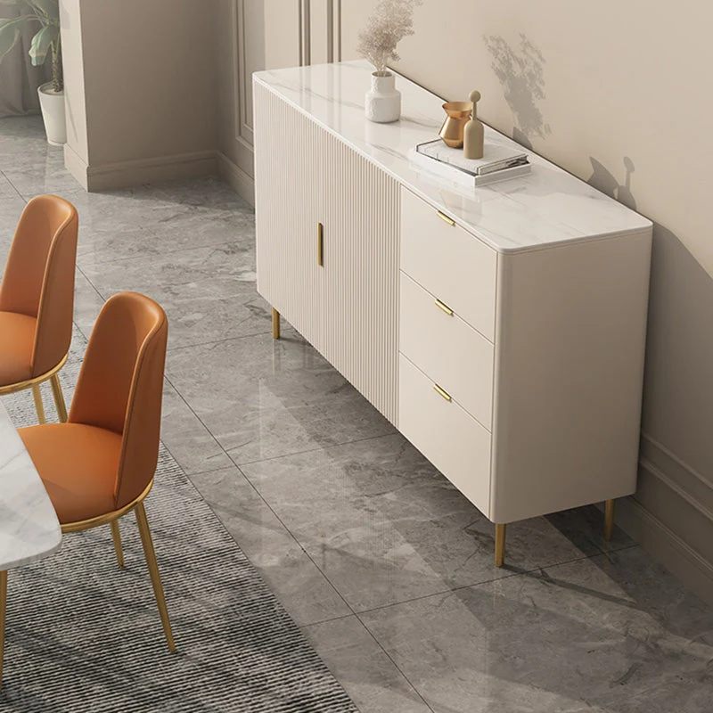 Rectangle Sintered Stone Sideboard Cabinet Kostbaar Storage Sideboard Drawers and Doors 47l