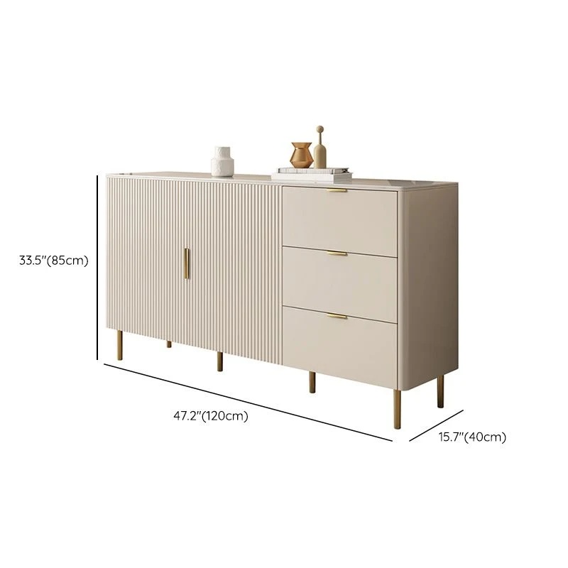 Rectangle Sintered Stone Sideboard Cabinet Kostbaar Storage Sideboard Drawers and Doors 47l