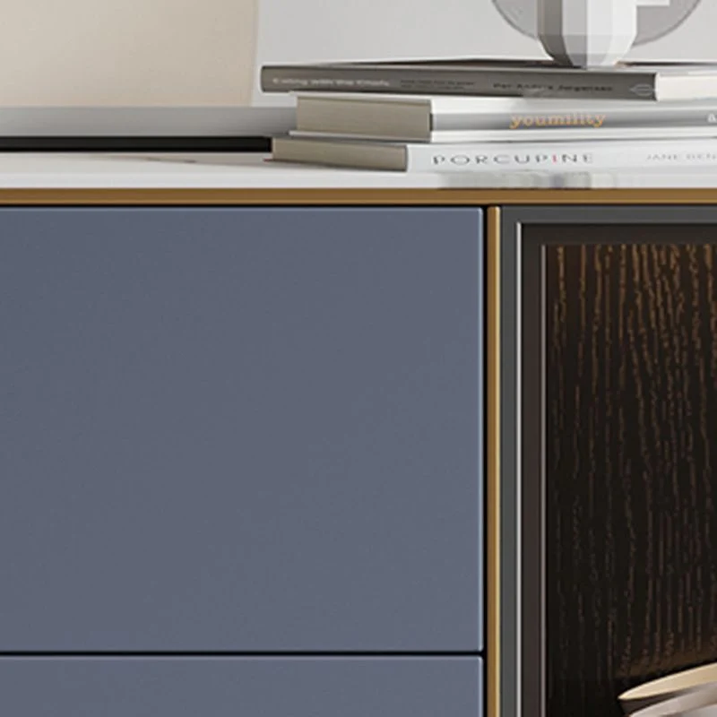 Rectangle Sintered Stone Sideboard Glam Storage Cabinet Drawers and Doors 47l