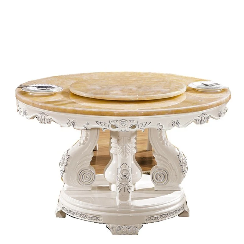 Round Shape Dining Site Table Marble Pedestal Dining Room Collection Turntable 47