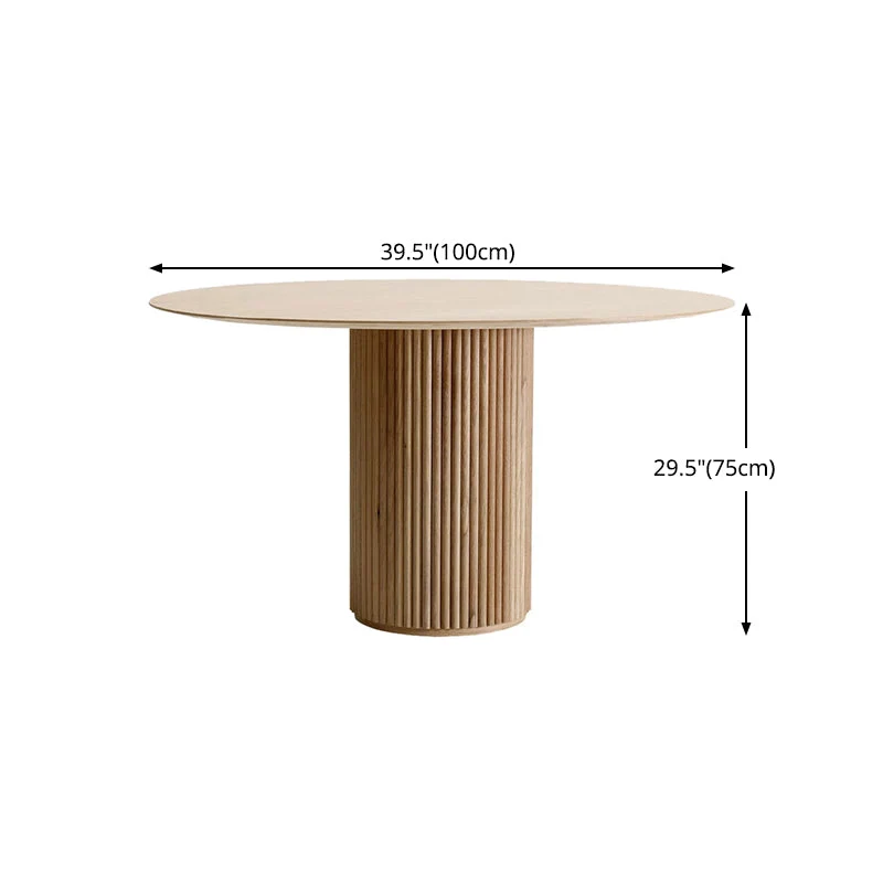 Round Shape Modern Dining Table Wood Color Fixed Table Eenkleurig Wood 31