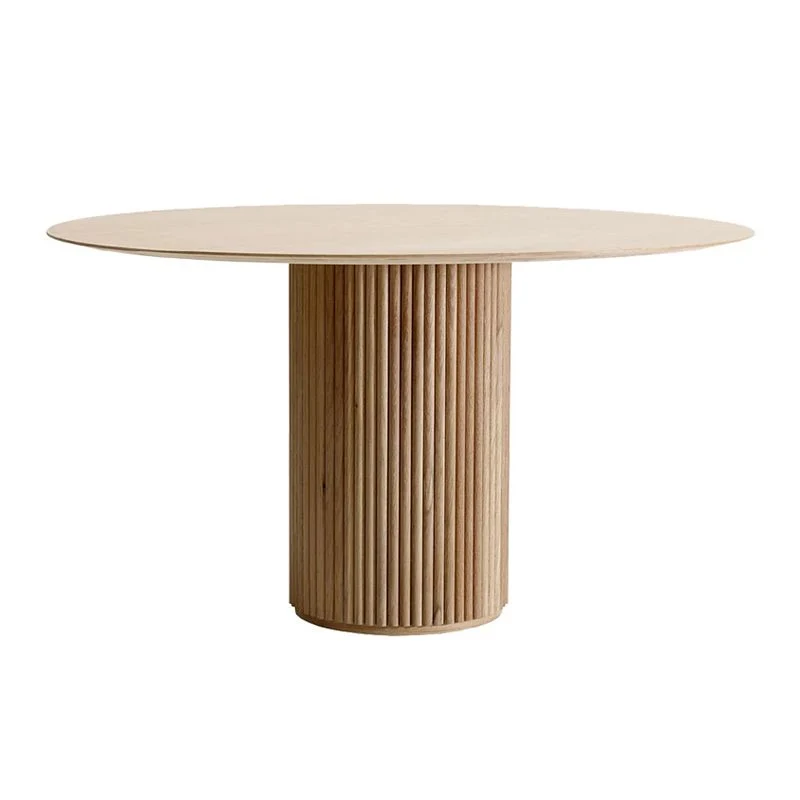 Round Shape Modern Dining Table Wood Color Fixed Table Eenkleurig Wood 31