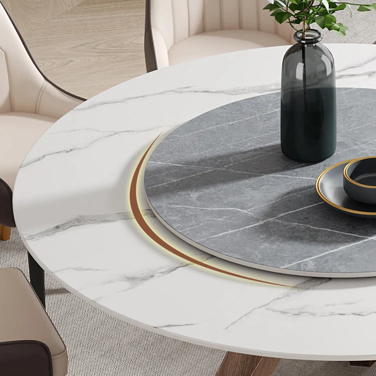 Round Stone Furniture Luxe Style Tripod Base Dining Room Collection Turntable 47