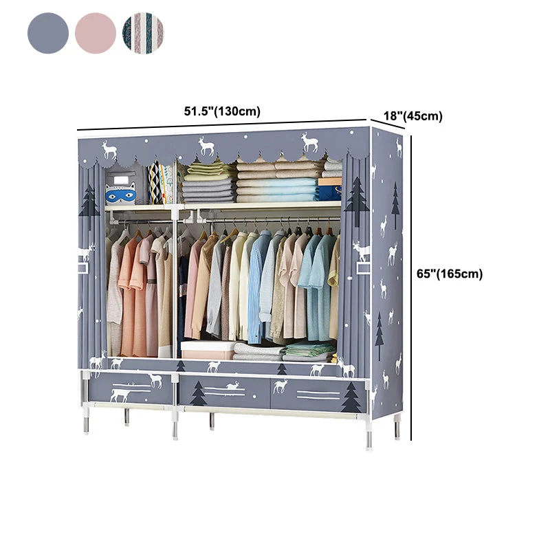 Rvs Frame Wardrobe Cabinet Modern Style Wardrobe Armoire Drawer 24l