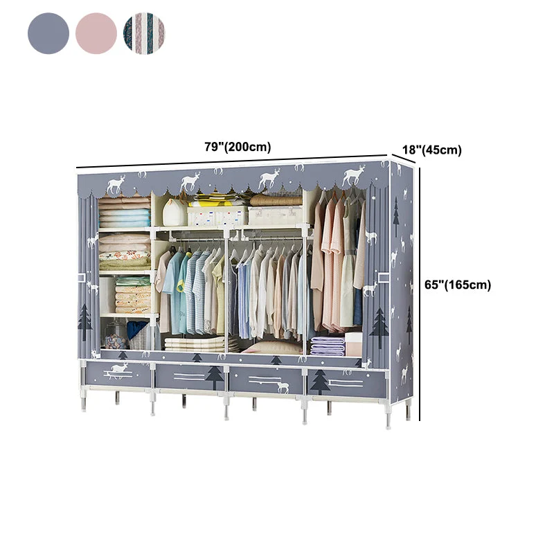 Rvs Frame Wardrobe Cabinet Modern Style Wardrobe Armoire Drawer 24l