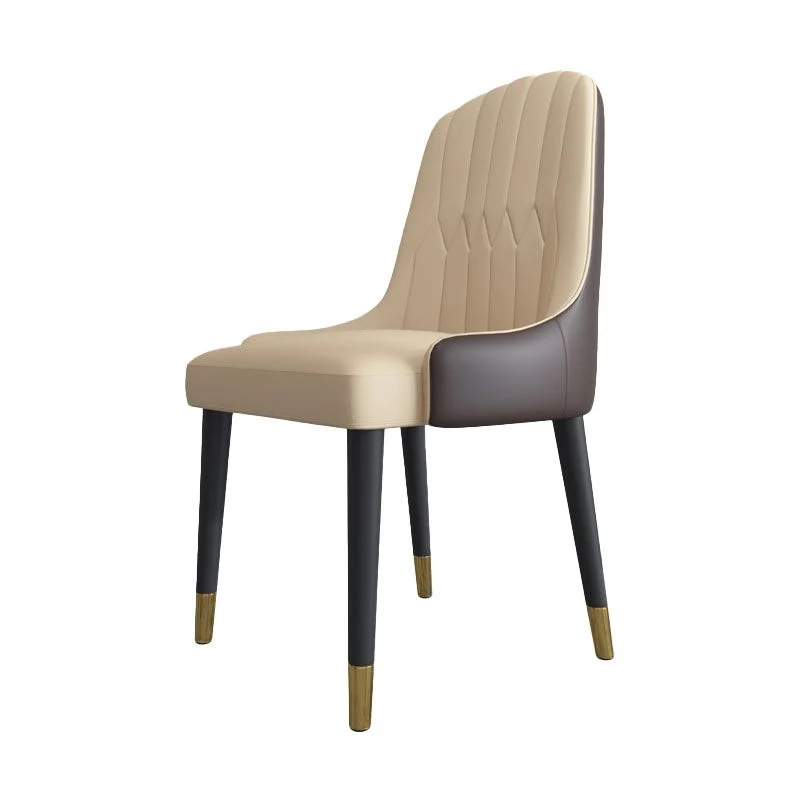 Scandinavian Style Solid Back Arm Chairs Leather Dining Chairs Houten Legs Orange
