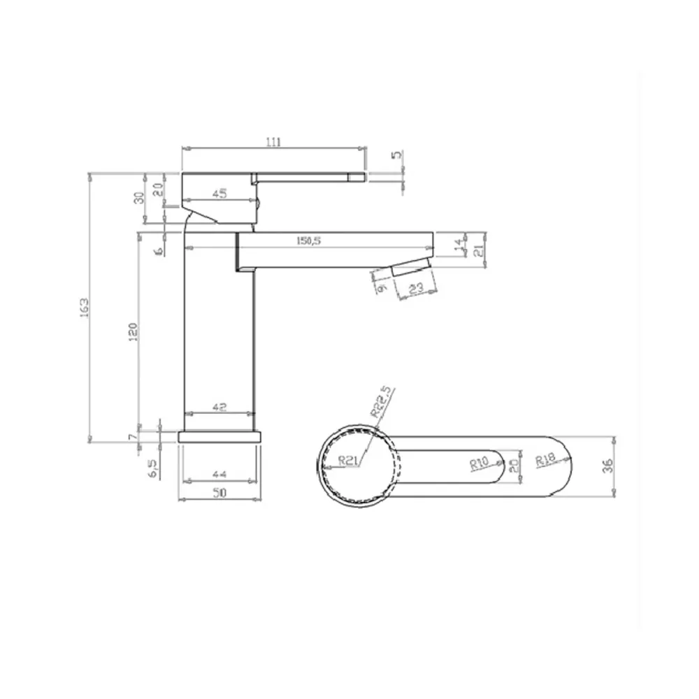 Single-lever basin mixer Iago series pop-up waste and included drain - Verchroomd