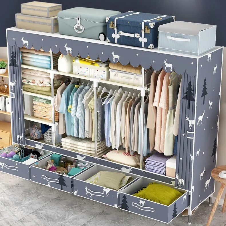 Staalsoort Frame Wardrobe Cabinet Modern Style Wardrobe Armoire Drawer 24l