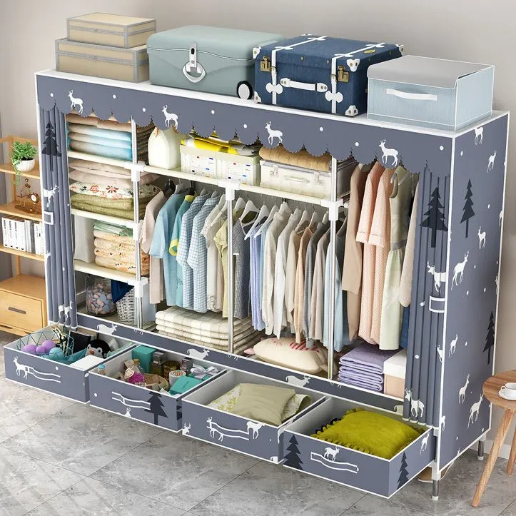 Staalsoort Frame Wardrobe Cabinet Modern Style Wardrobe Armoire Drawer 24l