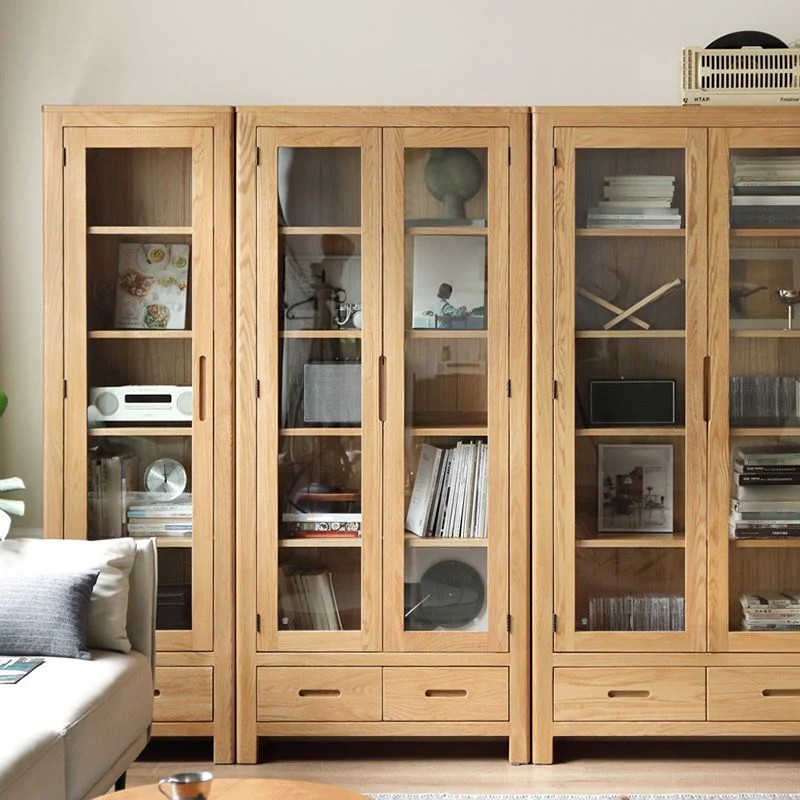 Stevig Wood Display Cabinet Modern Style Glass Door Adjustable Shelf 22l