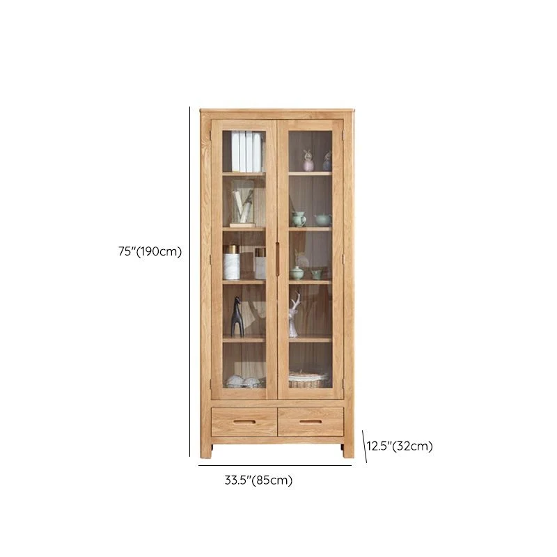 Stevig Wood Display Cabinet Modern Style Glass Door Adjustable Shelf 22l