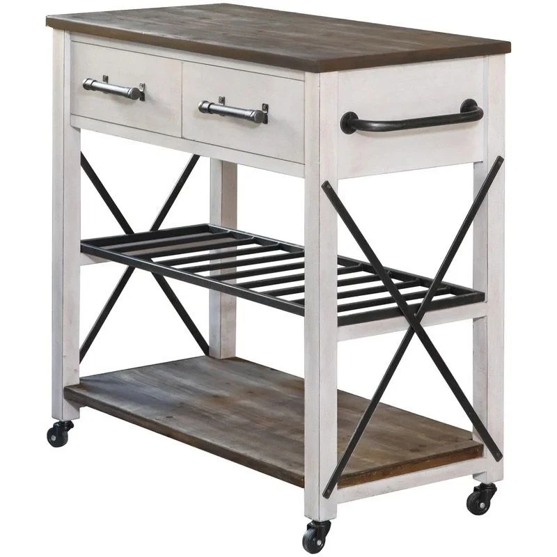 Stevig Wood Kitchen Island Modern Rolling Kitchen Trolley Towel Rack 16l