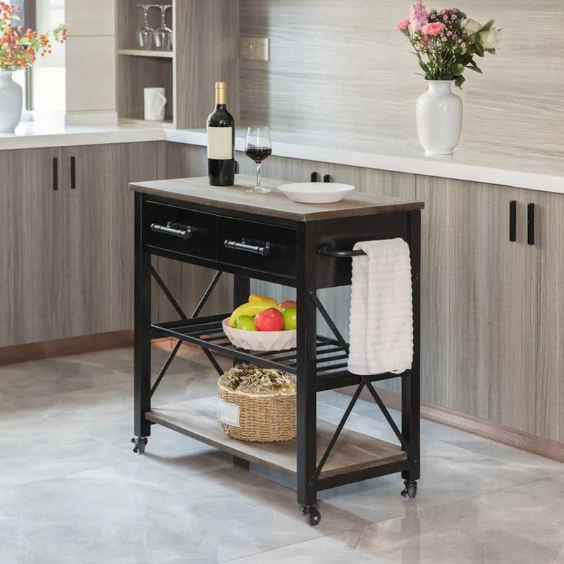 Stevig Wood Kitchen Island Modern Rolling Kitchen Trolley Towel Rack 16l