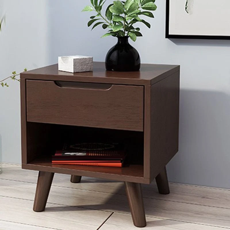 Stevig Wood Nightstand Contemporary Bedside Cabinet Legs Nut
