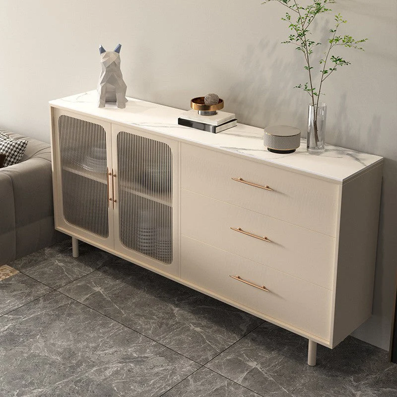 Stone Credenza Contemporary Style Server Drawers and Cabinets 39l