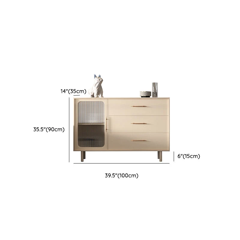 Stone Credenza Contemporary Style Server Drawers and Cabinets 39l