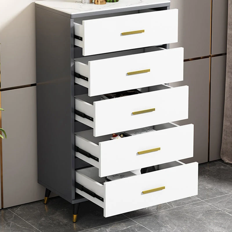 Stone Glam Storage Chest Bedroom Vertical Chest Drawers Black
