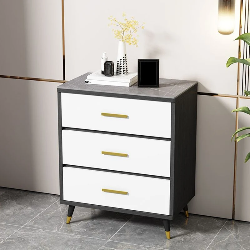 Stone Glam Storage Chest Bedroom Vertical Chest Drawers Black