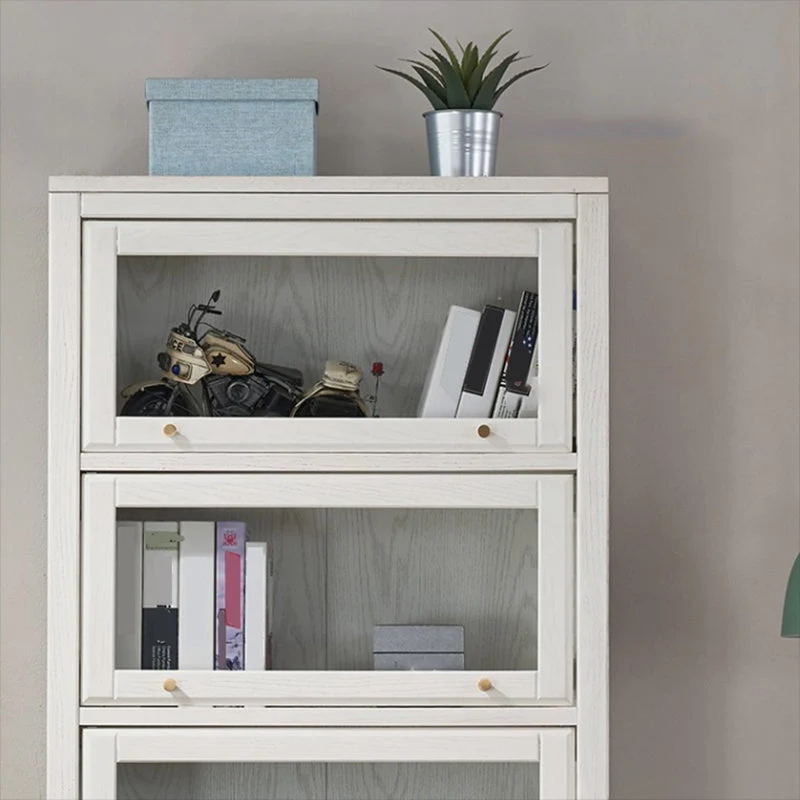 Strak Closed Back Bookcase Standard White Wood Bookshelf Doors 31