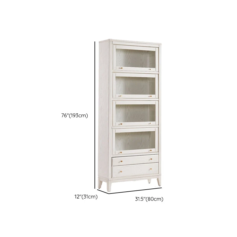 Strak Closed Back Bookcase Standard White Wood Bookshelf Doors 31