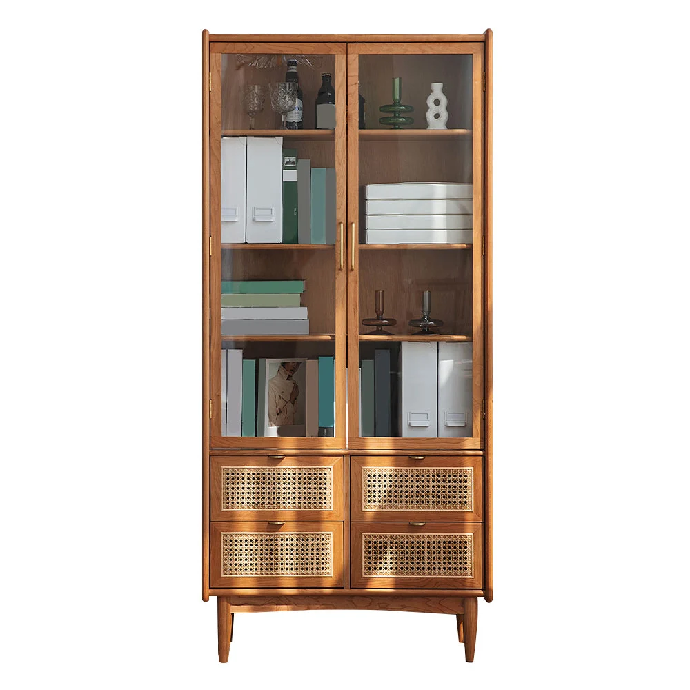 Strak Glass Doors Display Stand Pine Storage Cabinet Doors Living Room 31l