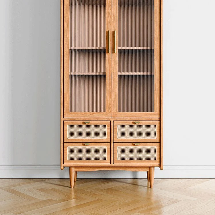 Strak Glass Doors Display Stand Pine Storage Cabinet Doors Living Room 31l
