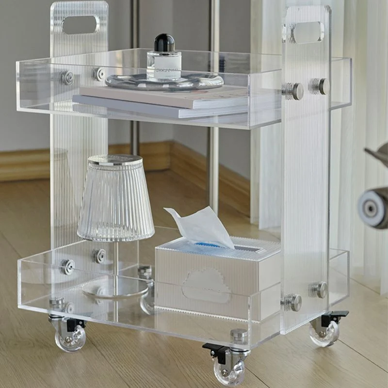 Strak Plastic Rectangular End Table Double Tier Corner Table Storage