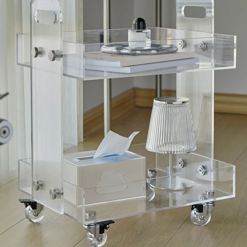 Strak Plastic Rectangular End Table Double Tier Corner Table Storage