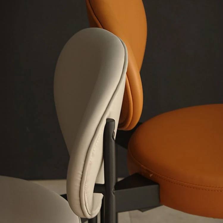 Strak Restaurant Open Back Side Chair PU Leather Dining Chair Black Legs Grey