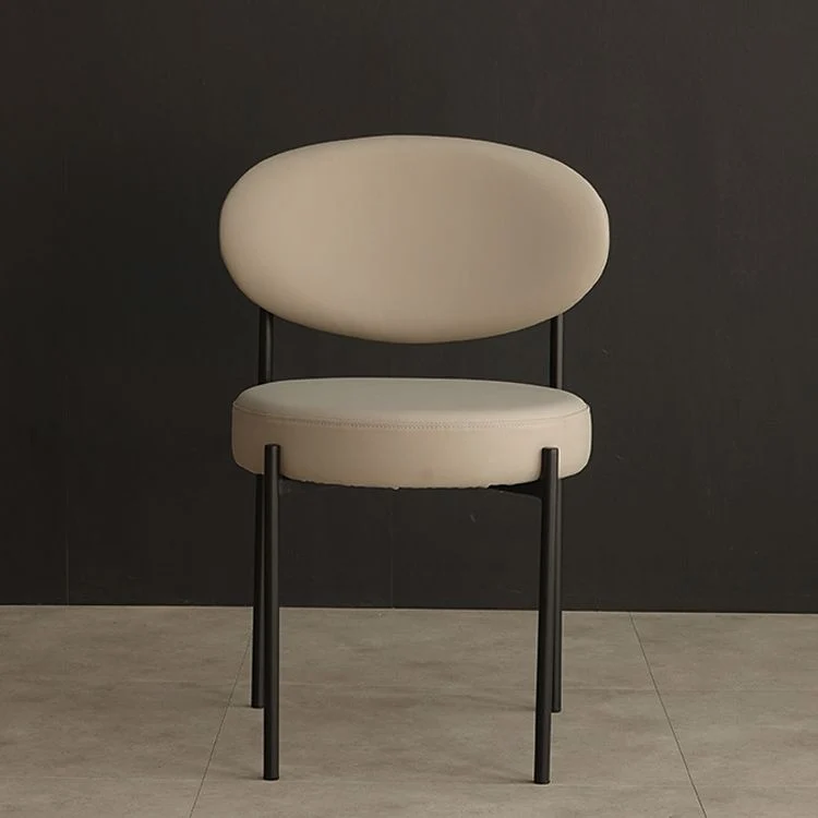Strak Restaurant Open Back Side Chair PU Leather Dining Chair Black Legs Grey