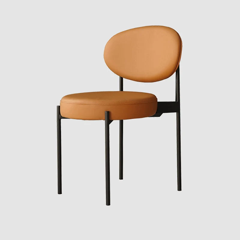 Strak Restaurant Open Back Side Chair PU Leather Dining Chair Black Legs Grey