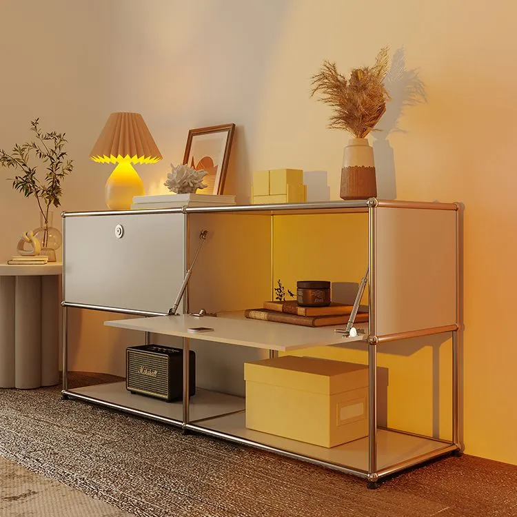 Strak Style White Sideboard Metal Storage Dining Sideboard Drawer 30l