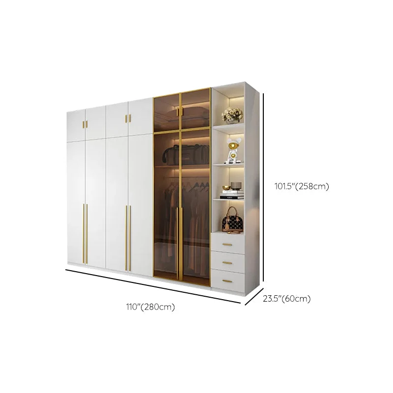 Strak White Wood Frame Wardrobe Armoire Freestanding Wardrobe Soft Close Drawers 31