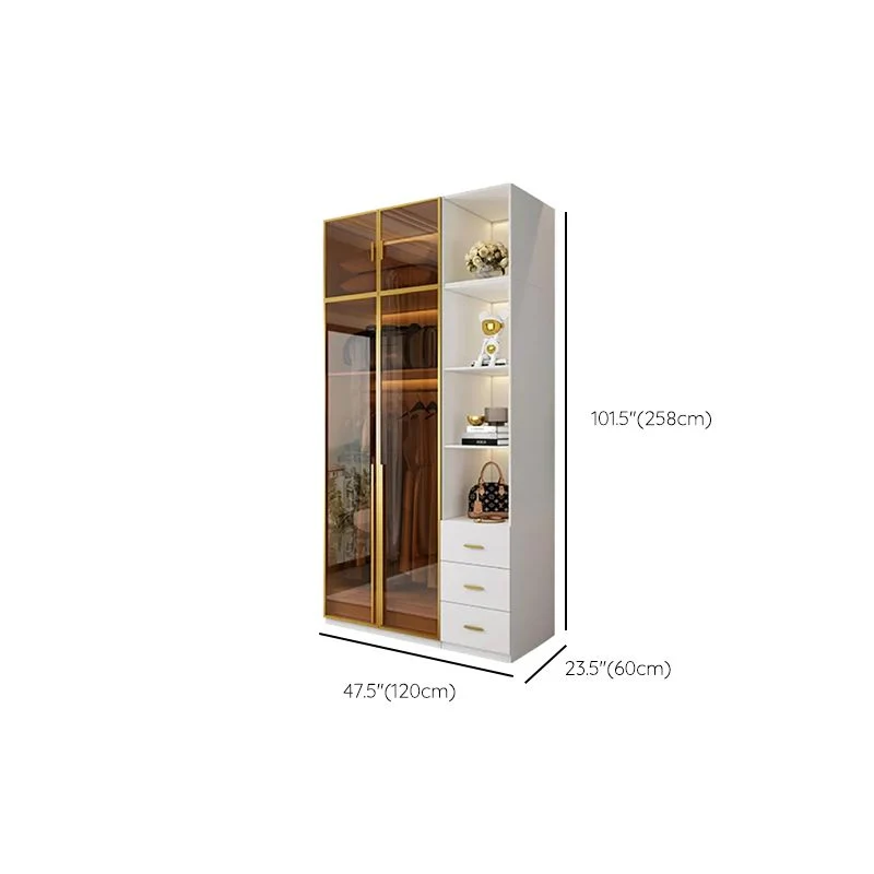 Strak White Wood Frame Wardrobe Armoire Freestanding Wardrobe Soft Close Drawers 31