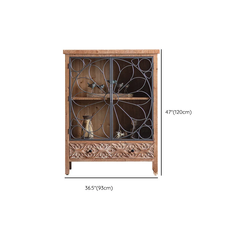 Traditional Display Stand Solid Wood Glaswerk Doors Storage Cabinet Dining Room 37l