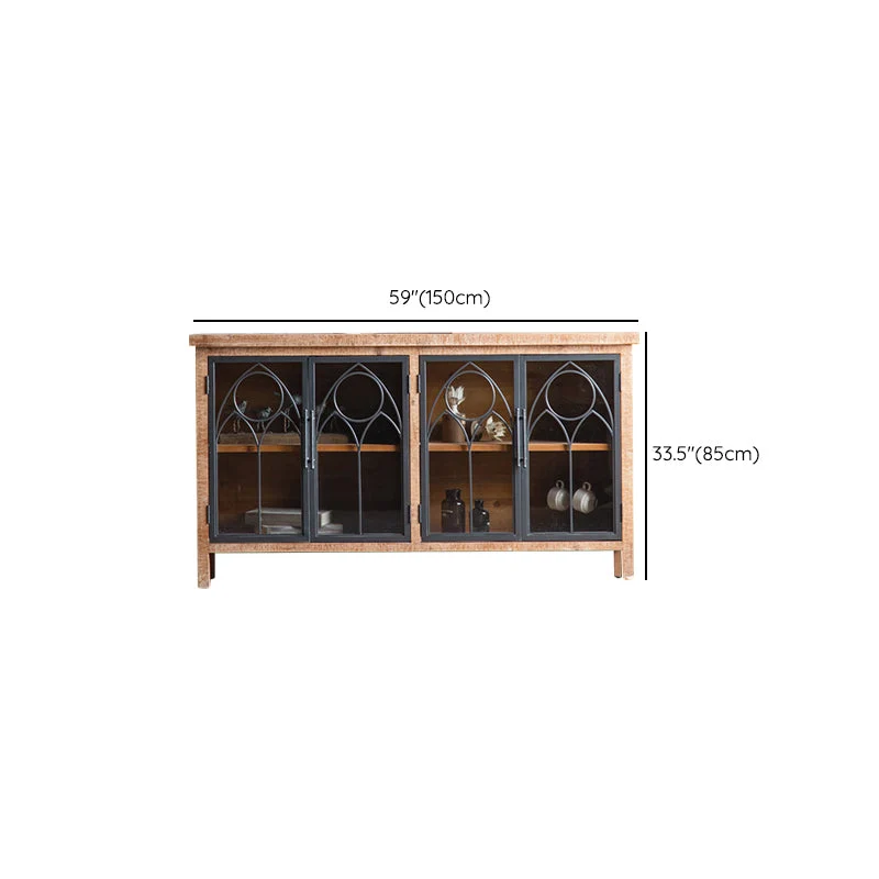 Traditional Display Stand Solid Wood Glaswerk Doors Storage Cabinet Dining Room 37l