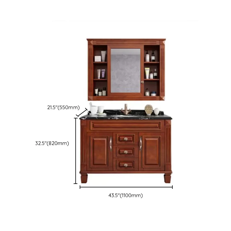 Traditional Houten Sink Vanity Mirror Cabinet Vanity Cabinet Storage Shelving 24l